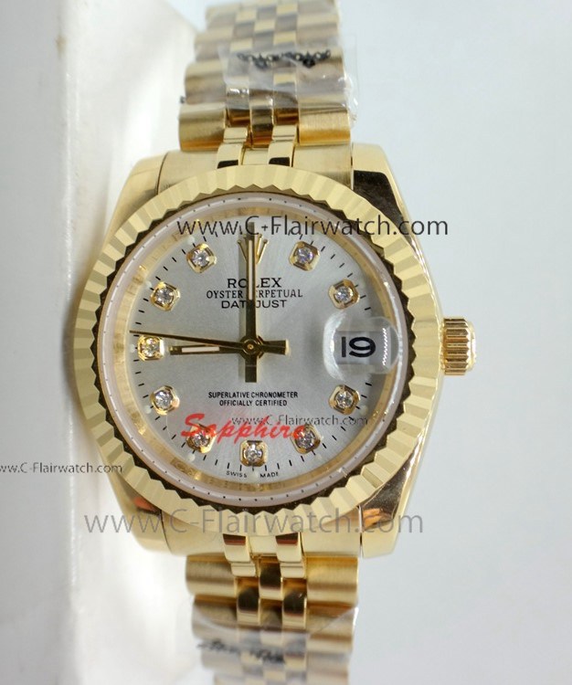 Copy Rolex Couple Watches Datejust All Gold Jubilee 31mm